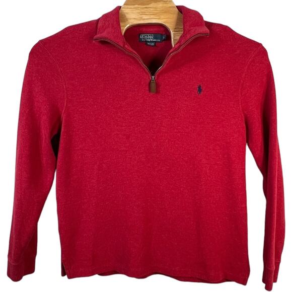 Red Ralph Lauren 1/4 Zip Sweater - Size Large - Picture 1 of 6